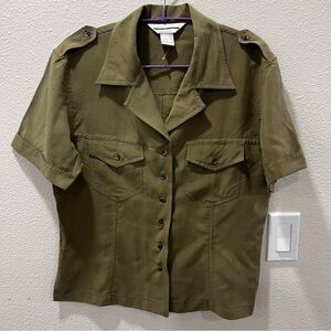 Casual Corner Sage Green 100% Silk Shirt Women’s Size L